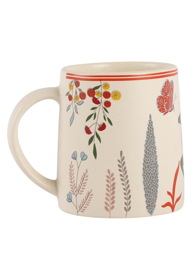 miah decor Ceramic Tea Coffee Cups Set of 2 Floral Matte Printed Small Chai Mug Set of 2 Drinkware Microwave Safe for Home & Restaurant-300 ml-Color-White Red - Image 2